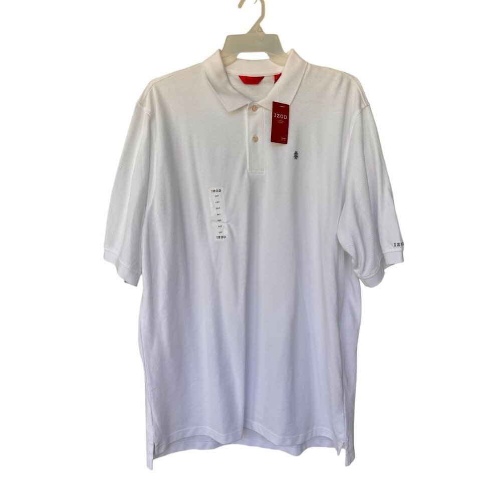 Izod Polo Shirt Mens 2XT White  Premium Cotton Classic Fit Golf Outdoor NWT